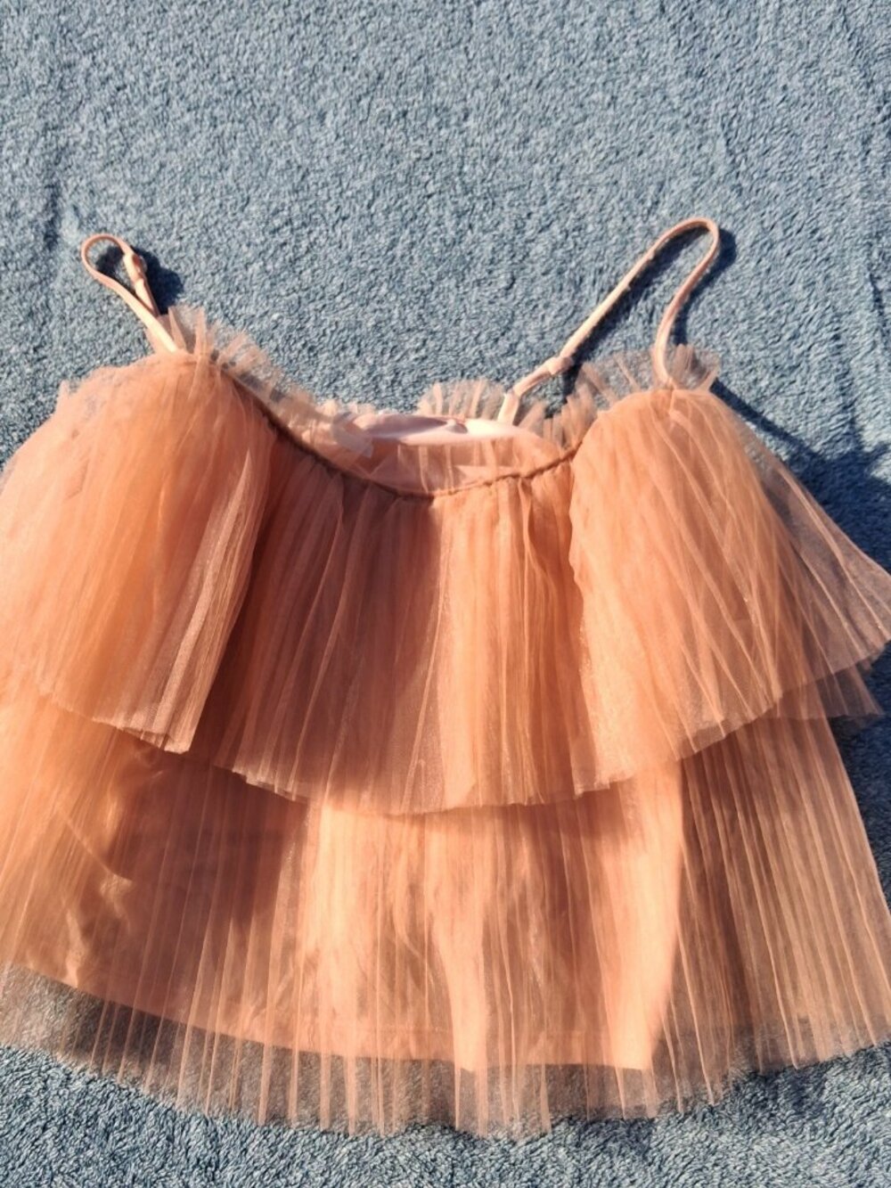 Anthropologie Pleated Tulle Layered Cami Top Pink Rose Small